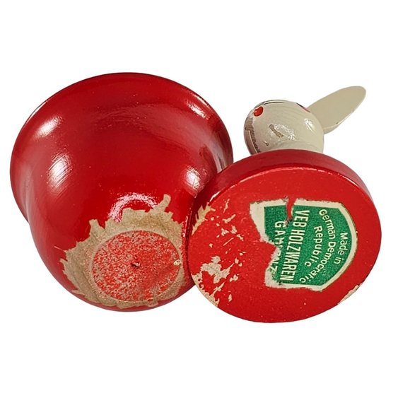 Vintage Veb Holzwaren Germany Wooden Egg Cup Bunny Rabbit - Picture 6 of 10